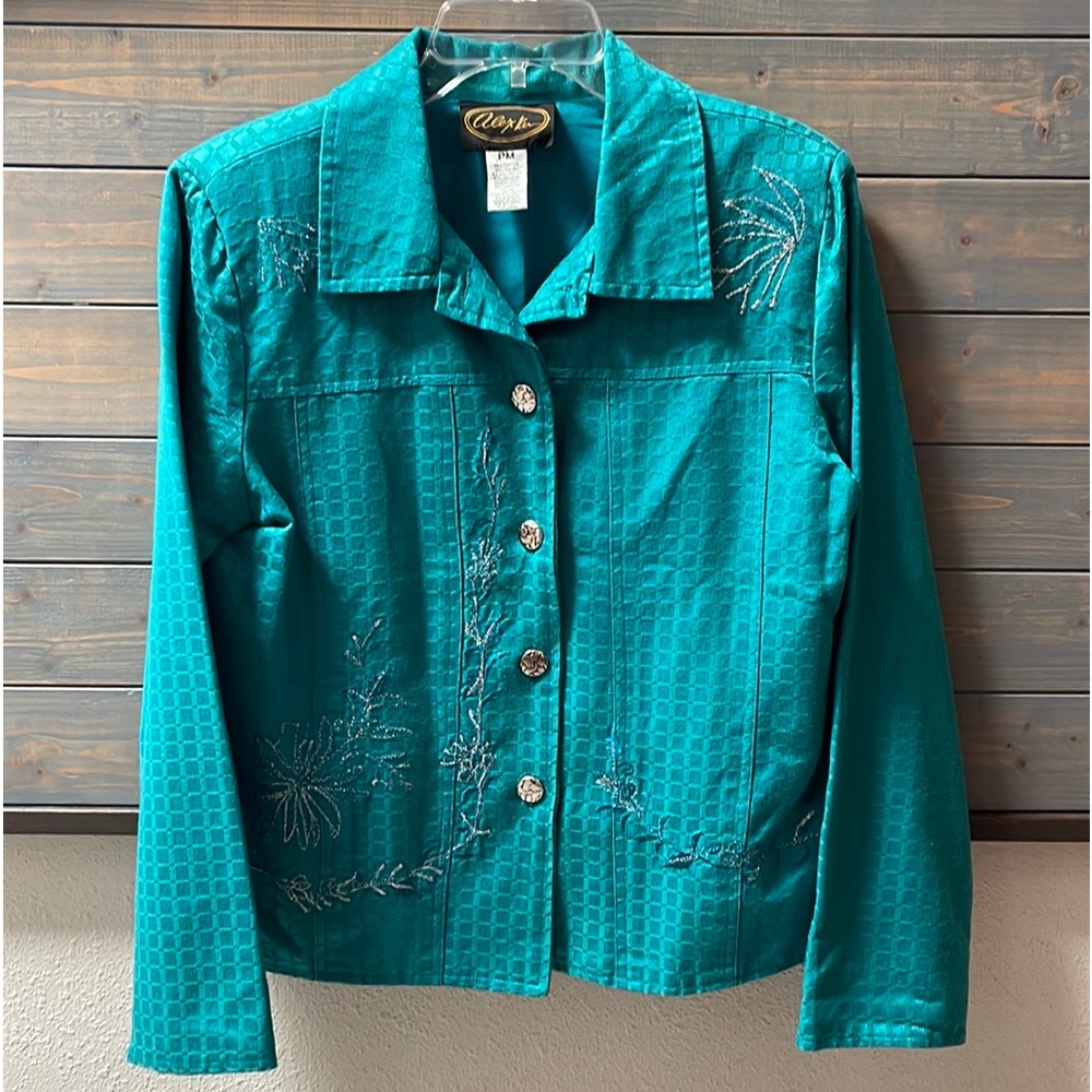 Alex Ken Teal Embroidered Jacket